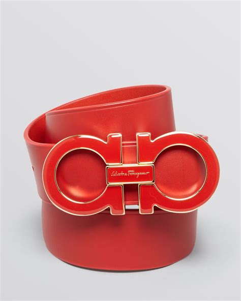 red ferragamo belt men